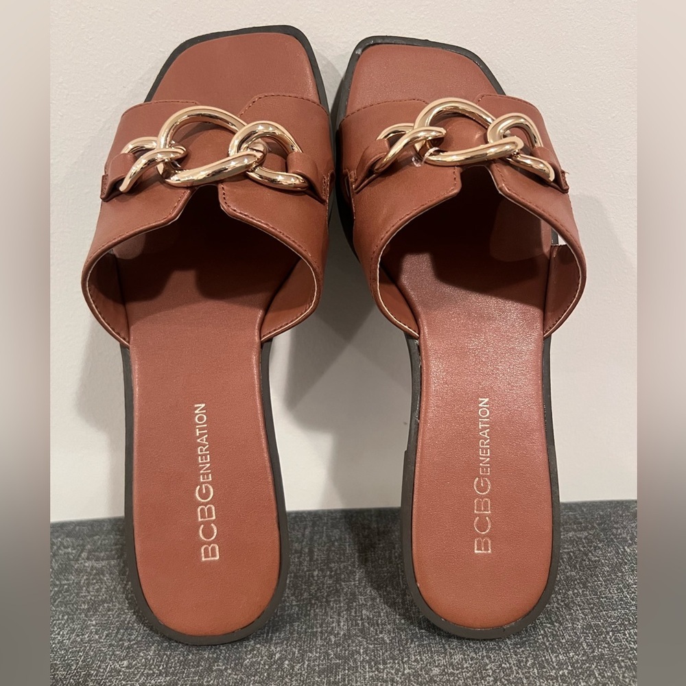 BCBGeneration Brown Leather sandals with Chain De… - image 9